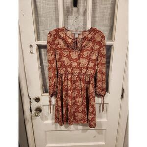 Lark‎ + Grey Burnt Orange Floral Flowy Dress